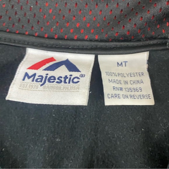 Majestic Boston Red Sox Full Zip Jacket Black Red Mesh Embroidered Men Med Tall - Picture 4 of 9